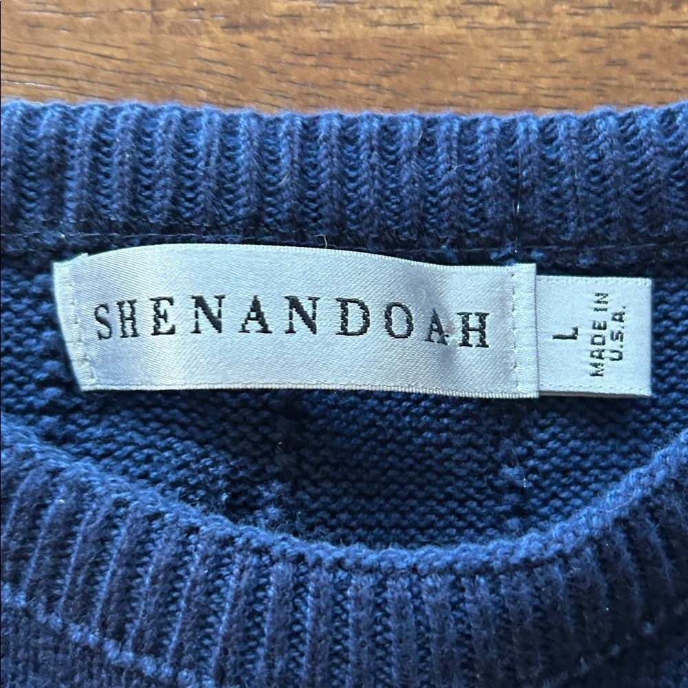 Shenandoah mens made in USA knit patriotic eagle flag navy blue sweater large - Picture 3 of 8